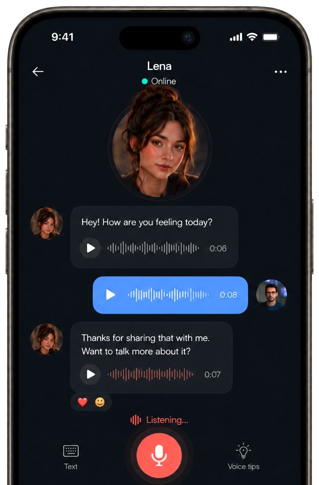 Voice interaction - AI companion app screen